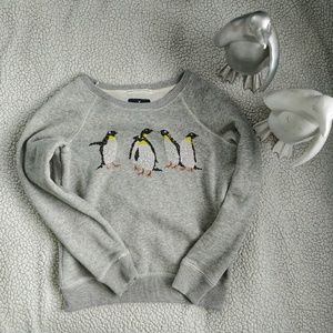 Gray American Eagle sequin penguin sweater size S
